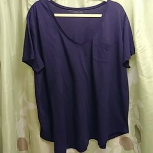 Women's navy blue v-neck, pocket t-shirt from Avon